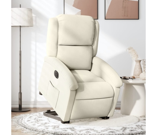 Sillón eléctrico reclinable elevable de terciopelo crema