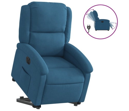 Sillón eléctrico reclinable elevable de terciopelo azul