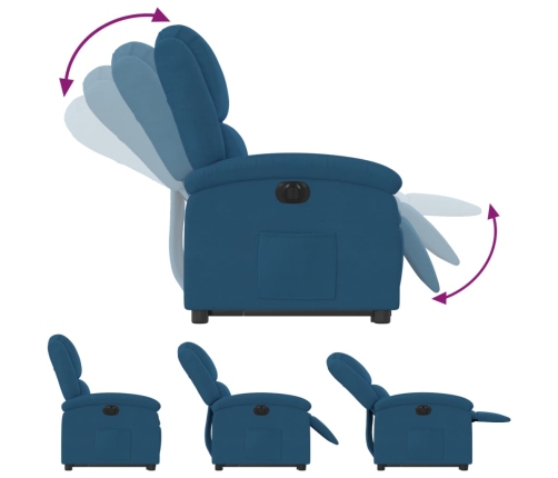 Sillón eléctrico reclinable elevable de terciopelo azul