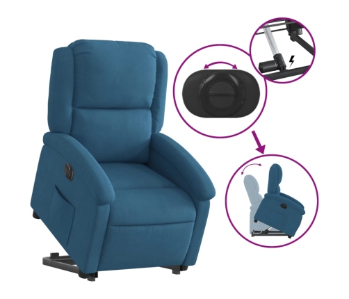 Sillón eléctrico reclinable elevable de terciopelo azul