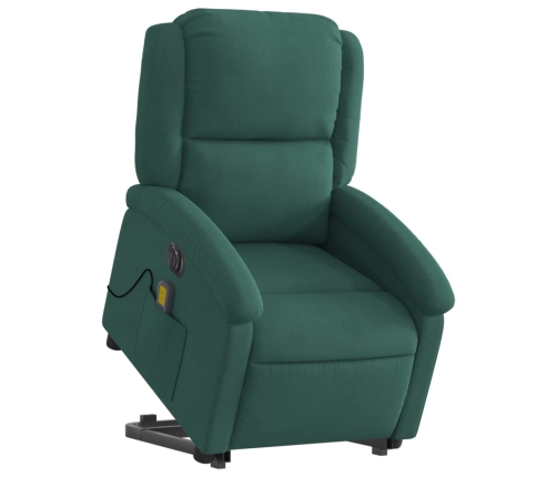 Sillón masaje reclinable elevable terciopelo verde oscuro