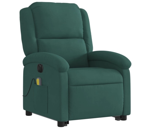 Sillón masaje reclinable elevable terciopelo verde oscuro