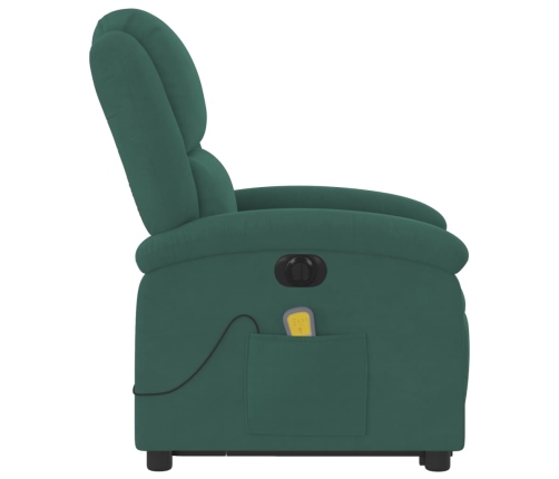 Sillón masaje reclinable elevable terciopelo verde oscuro