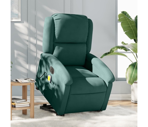 Sillón masaje reclinable elevable terciopelo verde oscuro