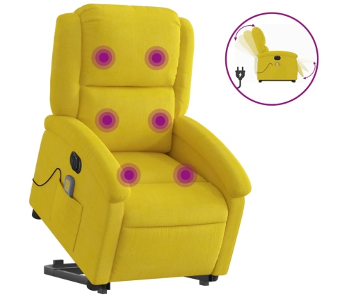 Sillón reclinable masaje eléctrico elevable terciopelo amarillo