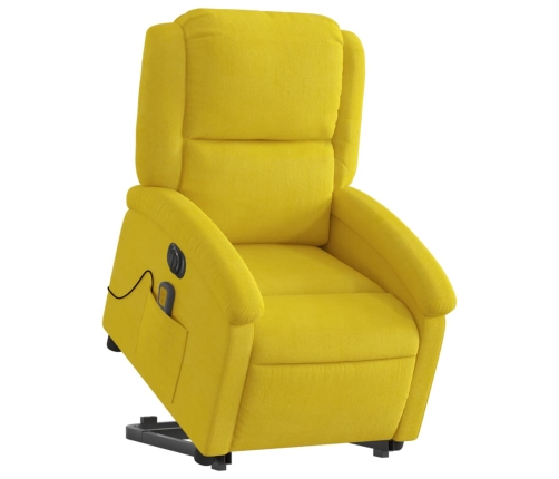 Sillón reclinable masaje eléctrico elevable terciopelo amarillo