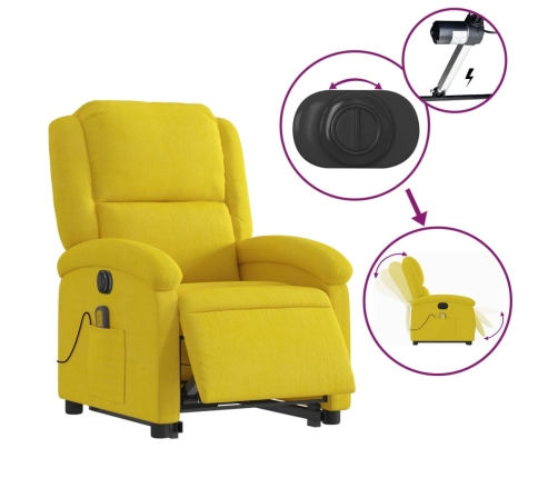 Sillón reclinable masaje eléctrico elevable terciopelo amarillo