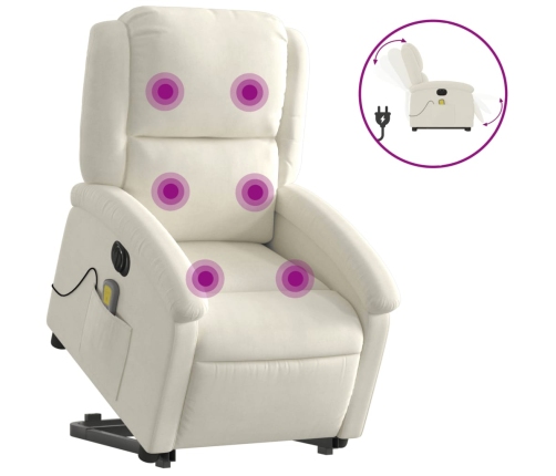 Sillón reclinable de masaje eléctrico elevable terciopelo crema