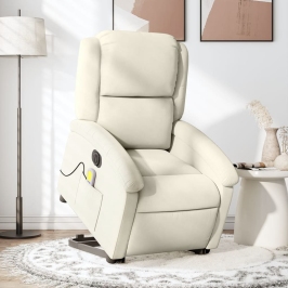 Sillón reclinable de masaje eléctrico elevable terciopelo crema