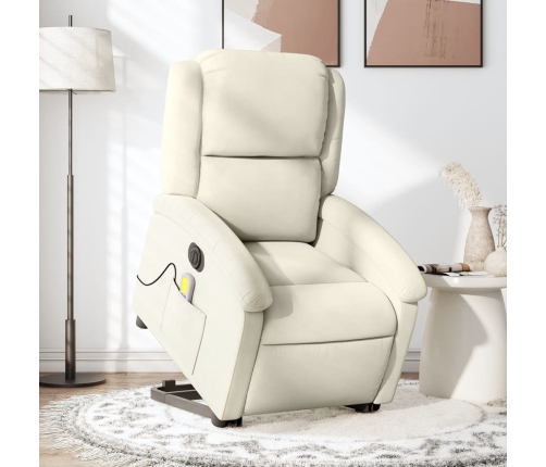 Sillón reclinable de masaje eléctrico elevable terciopelo crema