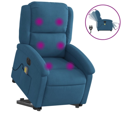 Sillón reclinable de masaje eléctrico elevable terciopelo azul