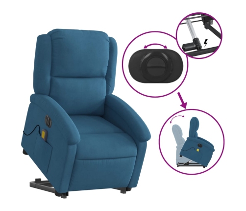 Sillón reclinable de masaje eléctrico elevable terciopelo azul