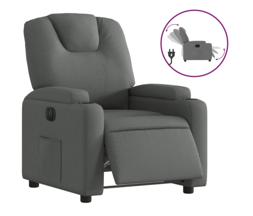 Sillón reclinable eléctrico de tela gris oscuro