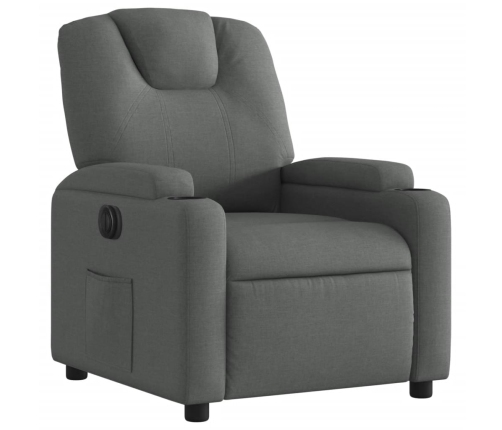 Sillón reclinable eléctrico de tela gris oscuro