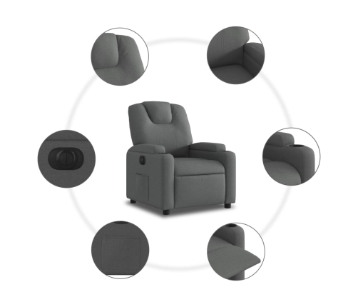 Sillón reclinable eléctrico de tela gris oscuro