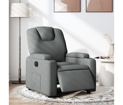 Sillón reclinable eléctrico de tela gris oscuro