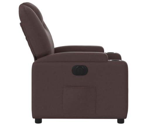 Sillón reclinable eléctrico tela marrón oscuro