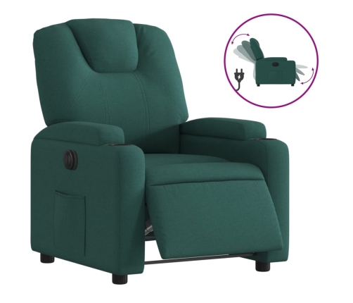 Sillón reclinable eléctrico tela verde oscuro