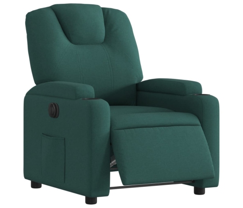 Sillón reclinable eléctrico tela verde oscuro