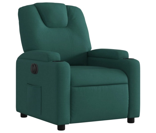 Sillón reclinable eléctrico tela verde oscuro