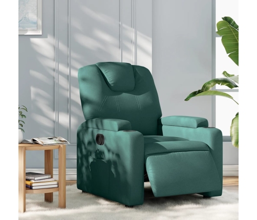 Sillón reclinable eléctrico tela verde oscuro