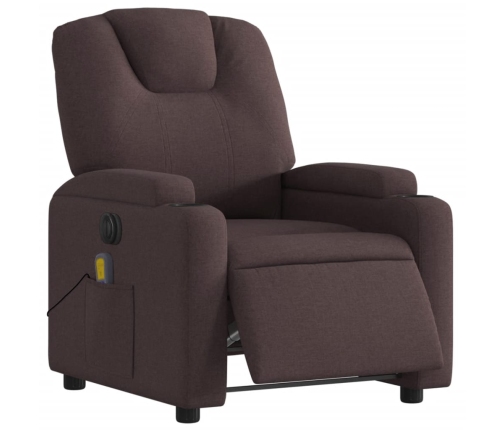 Sillón reclinable de masaje eléctrico tela marrón oscuro