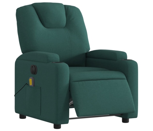 Sillón reclinable de masaje eléctrico tela verde oscuro