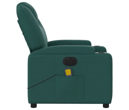 Sillón reclinable de masaje eléctrico tela verde oscuro