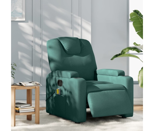 Sillón reclinable de masaje eléctrico tela verde oscuro