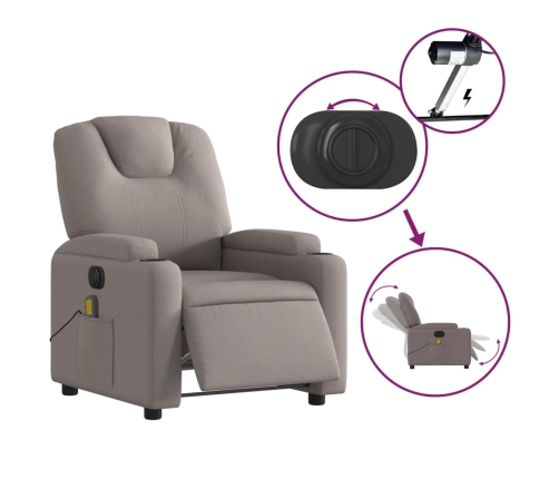 Sillón reclinable de masaje eléctrico tela gris taupe