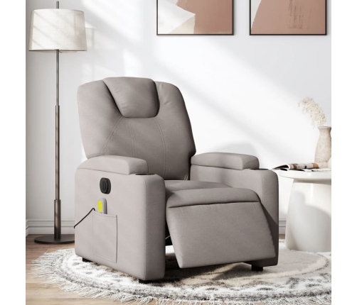 Sillón reclinable de masaje eléctrico tela gris taupe