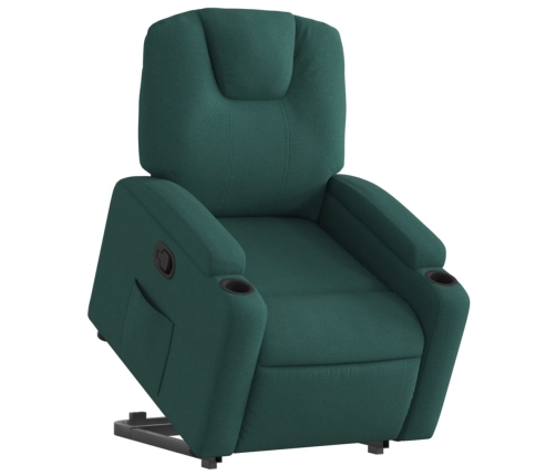 Sillón reclinable elevable tela verde oscuro