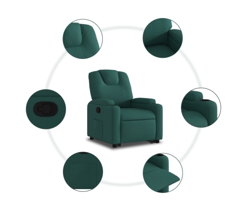 Sillón reclinable elevable tela verde oscuro