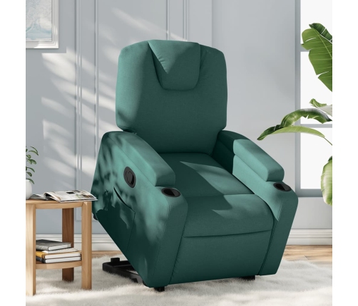 Sillón reclinable elevable tela verde oscuro