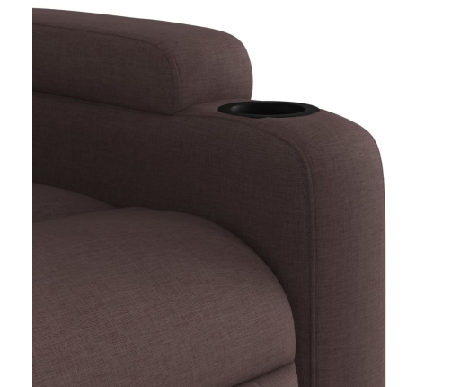 Sillón eléctrico reclinable elevable de tela marrón oscuro