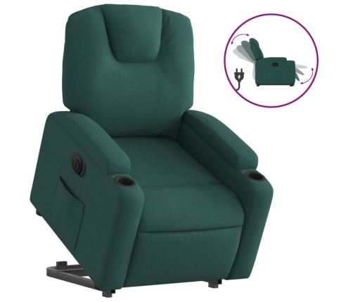 Sillón eléctrico reclinable elevable de tela verde oscuro