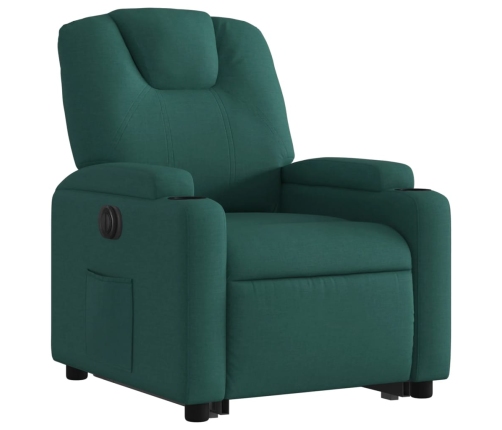 Sillón eléctrico reclinable elevable de tela verde oscuro