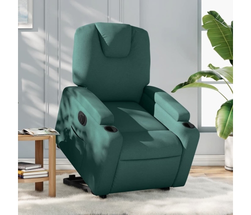 Sillón eléctrico reclinable elevable de tela verde oscuro