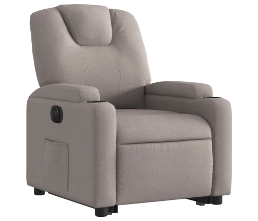 Sillón eléctrico reclinable elevable de tela gris taupe