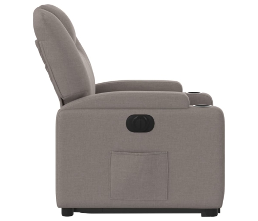 Sillón eléctrico reclinable elevable de tela gris taupe