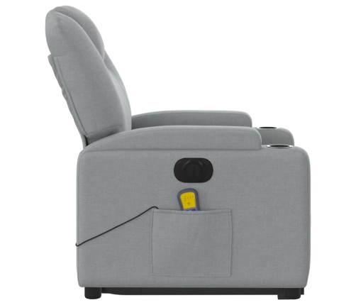 Sillón de masaje eléctrico reclinable elevable tela gris claro