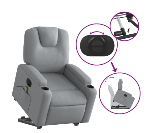 Sillón de masaje eléctrico reclinable elevable tela gris claro