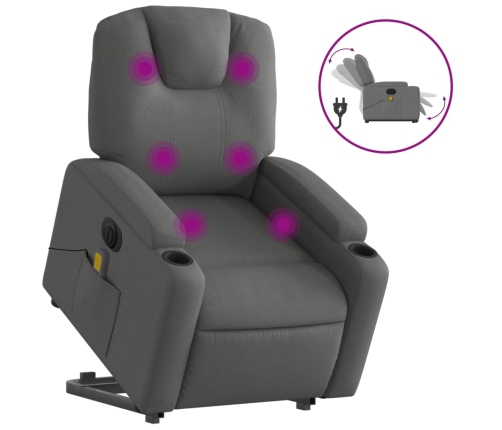 Sillón de masaje eléctrico reclinable elevable tela gris oscuro