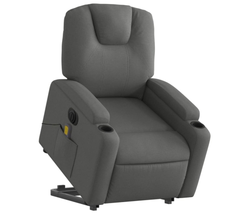 Sillón de masaje eléctrico reclinable elevable tela gris oscuro