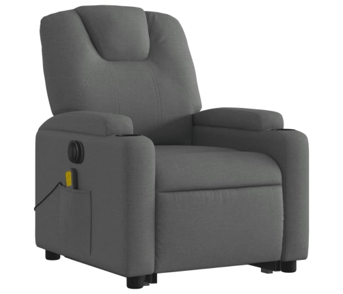 Sillón de masaje eléctrico reclinable elevable tela gris oscuro