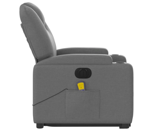 Sillón de masaje eléctrico reclinable elevable tela gris oscuro