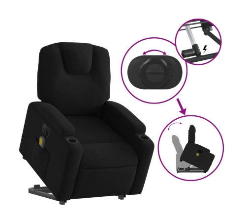 Sillón de masaje eléctrico reclinable elevable tela negro