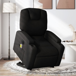 Sillón de masaje eléctrico reclinable elevable tela negro