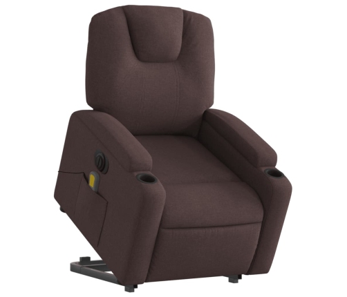 Sillón masaje eléctrico reclinable elevable tela marrón oscuro