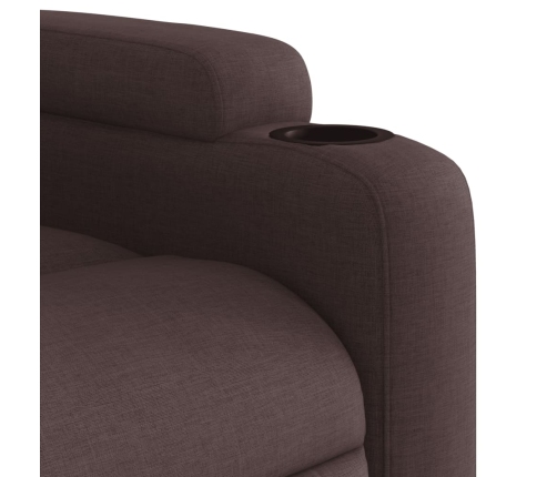 Sillón masaje eléctrico reclinable elevable tela marrón oscuro